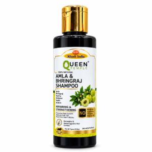 Queen Temple Khadi India Amla & Bhringraj Shampoo 200ml | Herbal Shampoo with Amla, Bhringraj, Reetha, Shikakai, Methi & Brahmi | Paraben, Sulphate & Silicone Free Hair Care | For All Hair Types