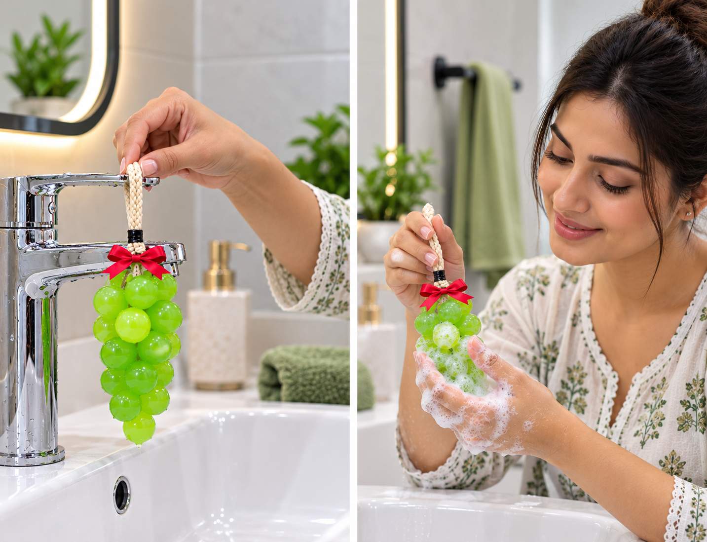 Queen Temple Khadi India Grape Hanging Soap – Handmade Grape Shaped Bath Soap with Hanging Rope Pack of 2 - Image 5
